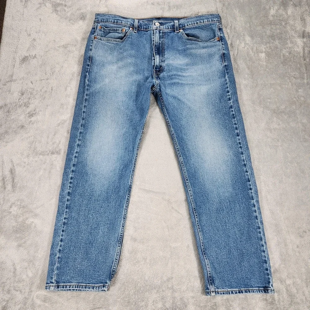 Levis 505 Jeans‎ Mens 38x29 Stone Wash Blue Regular Straight Stretch Denim Pants